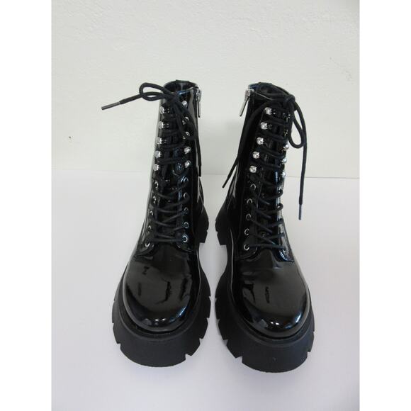 SAM EDELMAN Circus Black Lolita Combat Grunge 8.5 Lace Up Lugged Heel Boots - Picture 4 of 7
